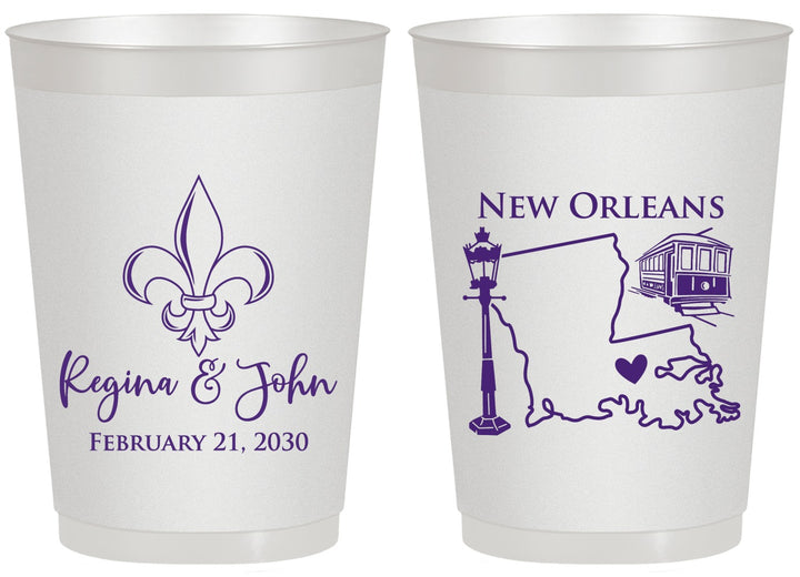 Personalized Wedding 20 oz Frosted Cups - New Orleans | 334