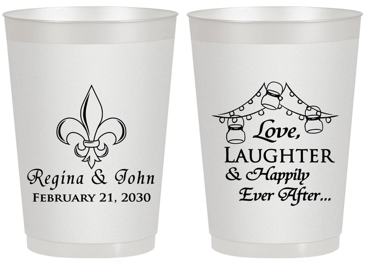Personalized Wedding 20 oz Frosted Cups - Love Laughter Happily | 338