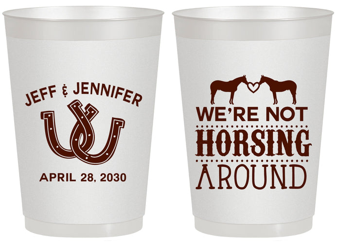 Personalized Wedding 20 oz Frosted Cups - Horseshoe | 340