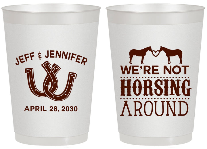Personalized Wedding 20 oz Frosted Cups - Horseshoe | 340