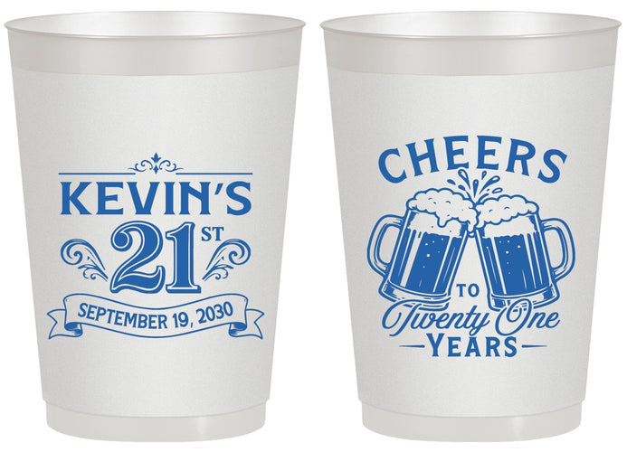Personalized 21st Birthday 20 oz Frosted Cups - Cheers To Twenty One Years | 340000