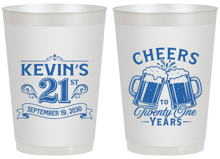 Personalized 21st Birthday 20 oz Frosted Cups - Cheers To Twenty One Years | 340000