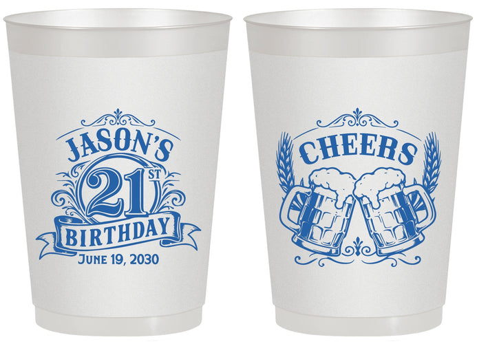 Personalized 21st Birthday 20 oz Frosted Cups - Cheers | 340001