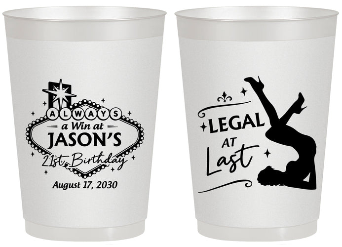 Personalized 21st Birthday 20 oz Frosted Cups - Legal At Last Vegas | 340002