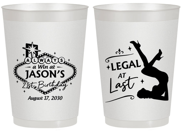 Personalized 21st Birthday 20 oz Frosted Cups - Legal At Last Vegas | 340002