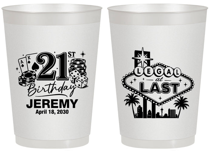 Personalized 21st Birthday 20 oz Frosted Cups - Legal At Last Vegas | 340003