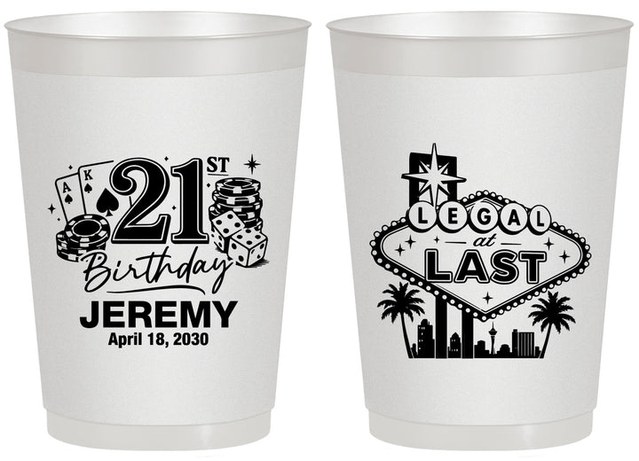 Personalized 21st Birthday 20 oz Frosted Cups - Legal At Last Vegas | 340003