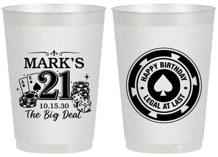 Personalized 21st Birthday 20 oz Frosted Cups - Legal At Last Vegas | 340004