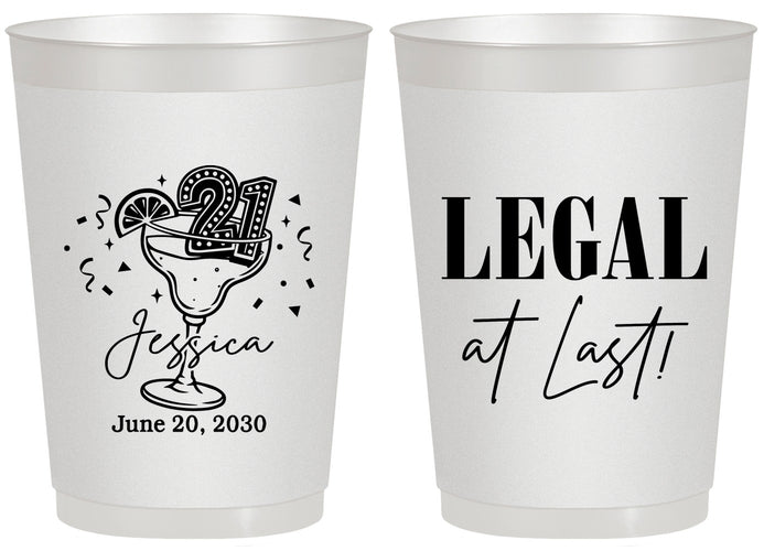 Personalized 21st Birthday 20 oz Frosted Cups - Legal At Last | 340005