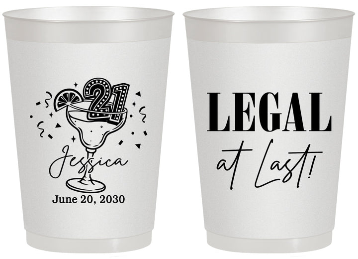 Personalized 21st Birthday 20 oz Frosted Cups - Legal At Last | 340005
