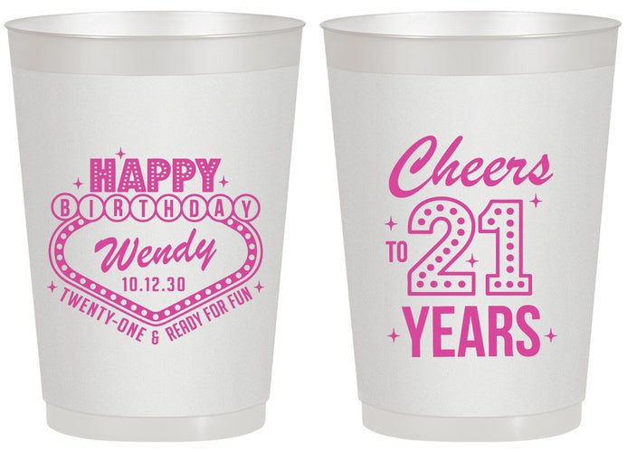 Personalized 21st Birthday 20 oz Frosted Cups - Vegas | 340007