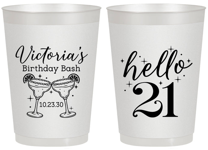 Personalized 21st Birthday 20 oz Frosted Cups - Hello Twenty One | 340011