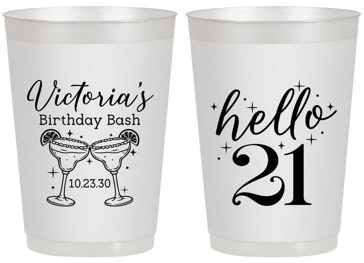 Personalized 21st Birthday 20 oz Frosted Cups - Hello Twenty One | 340011