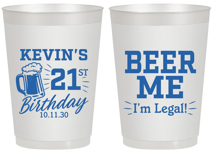 Personalized 21st Birthday 20 oz Frosted Cups - Beer Me I Am Legal | 340014
