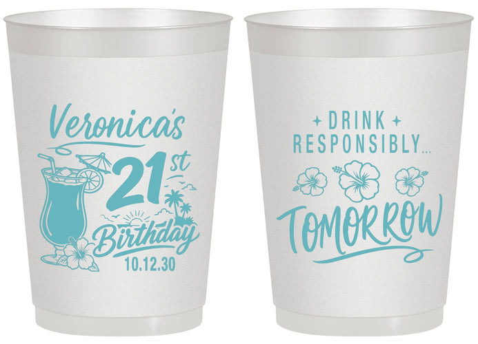 Personalized 21st Birthday 20 oz Frosted Cups - Drink Responsibly Tomorrow | 340015