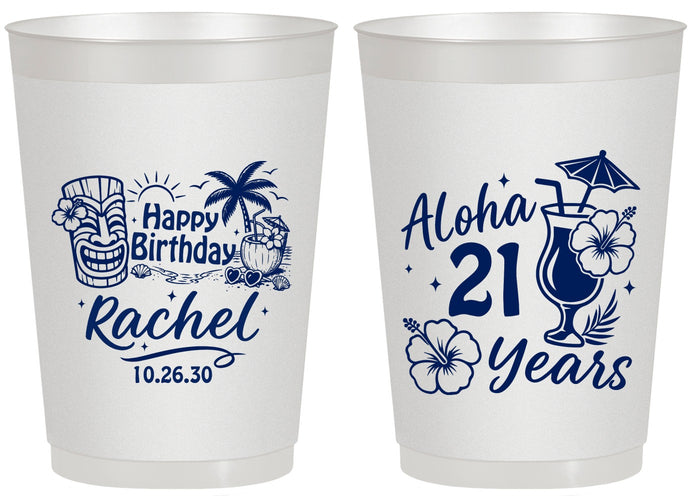 Personalized 21st Birthday 20 oz Frosted Cups - Aloha Hawaii | 340016