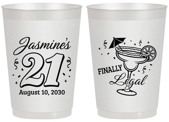 Personalized 21st Birthday 20 oz Frosted Cups - Finally Legal | 340018