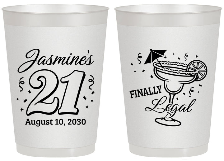 Personalized 21st Birthday 20 oz Frosted Cups - Finally Legal | 340018