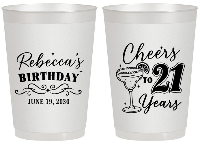 Personalized 21st Birthday 20 oz Frosted Cups - Cheers To Twenty One Years | 340019