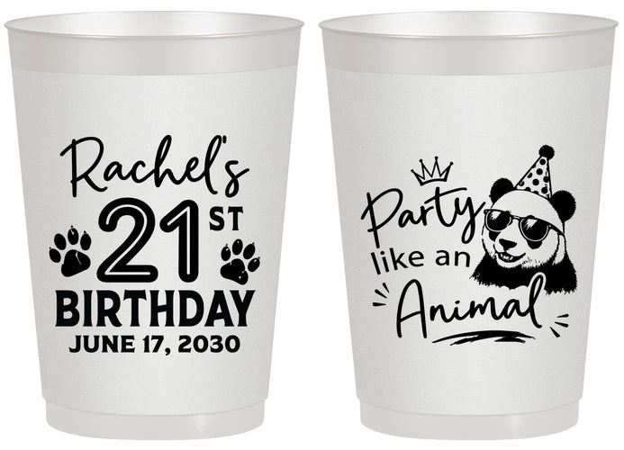 Personalized 21st Birthday 20 oz Frosted Cups - Party Like An Animal Panda | 340021