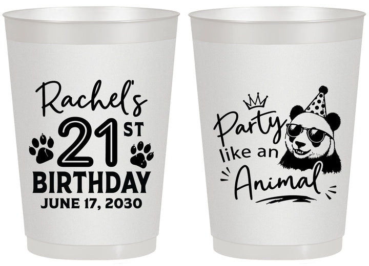 Personalized 21st Birthday 20 oz Frosted Cups - Party Like An Animal Panda | 340021
