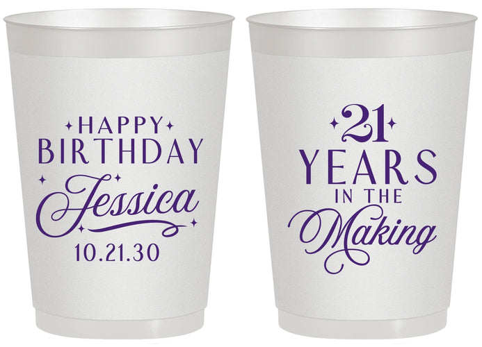 Personalized 21st Birthday 20 oz Frosted Cups - Twenty One Years In The Making | 340023