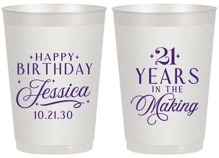 Personalized 21st Birthday 20 oz Frosted Cups - Twenty One Years In The Making | 340023