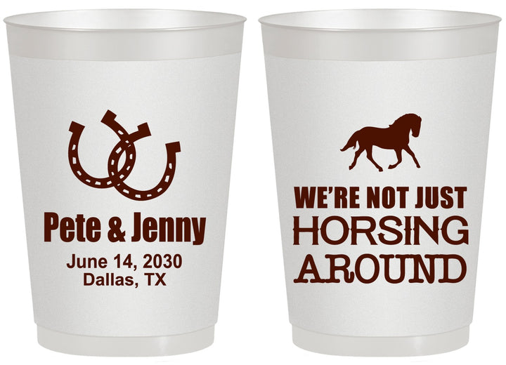Personalized Wedding 20 oz Frosted Cups - Horseshoe | 341
