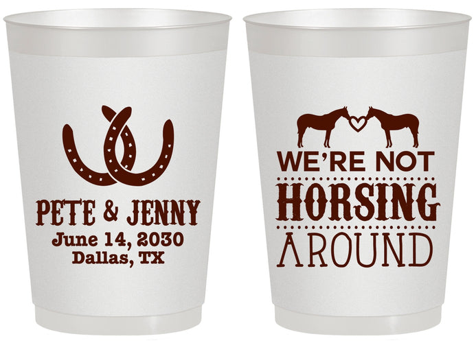 Personalized Wedding 20 oz Frosted Cups - Horseshoe | 342