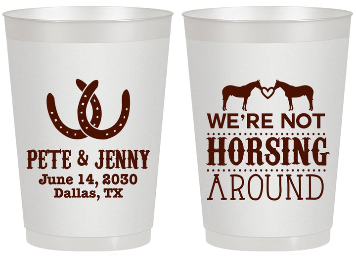 Personalized Wedding 20 oz Frosted Cups - Horseshoe | 342