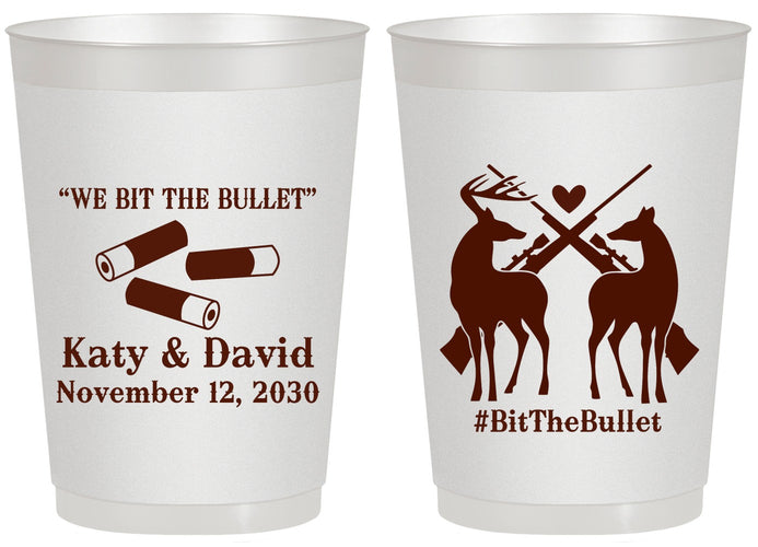 Personalized Wedding 20 oz Frosted Cups - We Bit The Bullet | 343