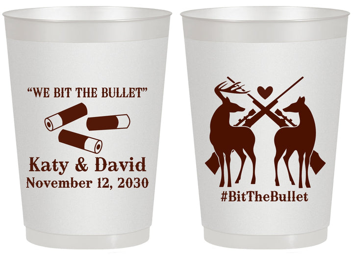 Personalized Wedding 20 oz Frosted Cups - We Bit The Bullet | 343