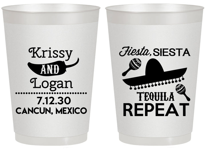 Personalized Wedding 20 oz Frosted Cups - Fiesta Siesta Tequila Repeat | 344
