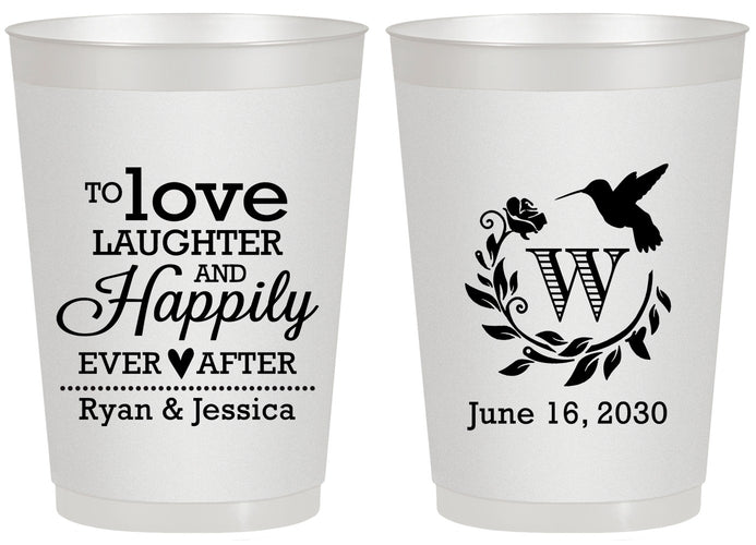 Personalized Wedding 20 oz Frosted Cups - Love Laughter Happily | 345