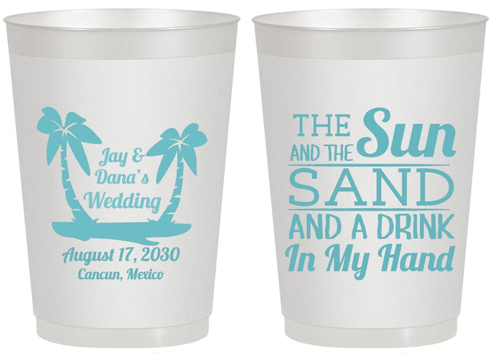 Personalized Wedding 20 oz Frosted Cups - Beach | 350