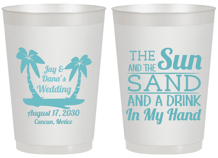 Personalized Wedding 20 oz Frosted Cups - Beach | 350