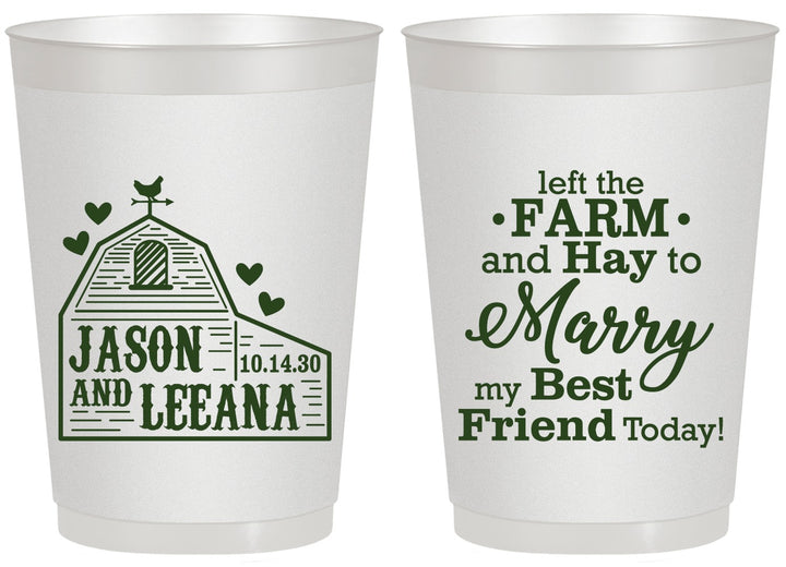 Personalized Wedding 20 oz Frosted Cups - Left The Farm Tractor | 352