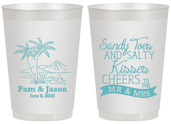 Personalized Wedding 20 oz Frosted Cups - Beach | 358