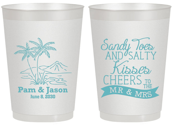 Personalized Wedding 20 oz Frosted Cups - Beach | 358
