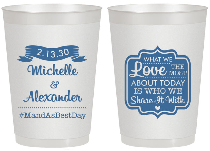 Personalized Wedding 20 oz Frosted Cups - Love Story | 359