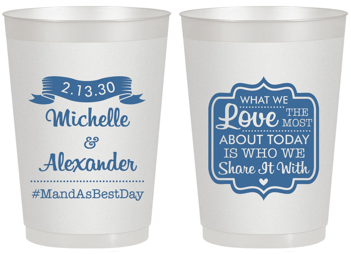 Personalized Wedding 20 oz Frosted Cups - Love Story | 359