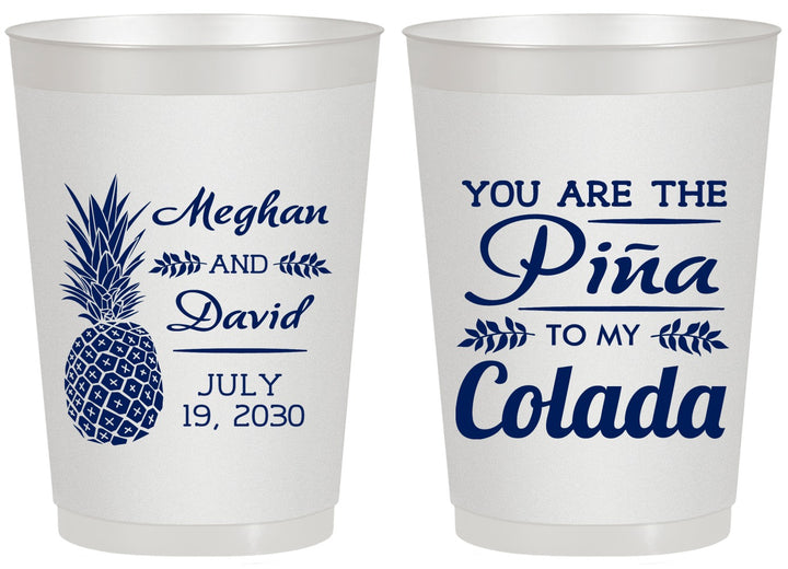 Personalized Wedding 20 oz Frosted Cups - Pina Colada | 364