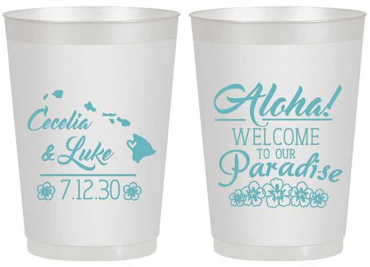 Personalized Wedding 20 oz Frosted Cups - Hawaii | 365
