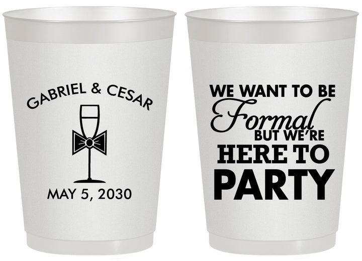 Personalized Wedding 20 oz Frosted Cups - Formal Here To Party | 366