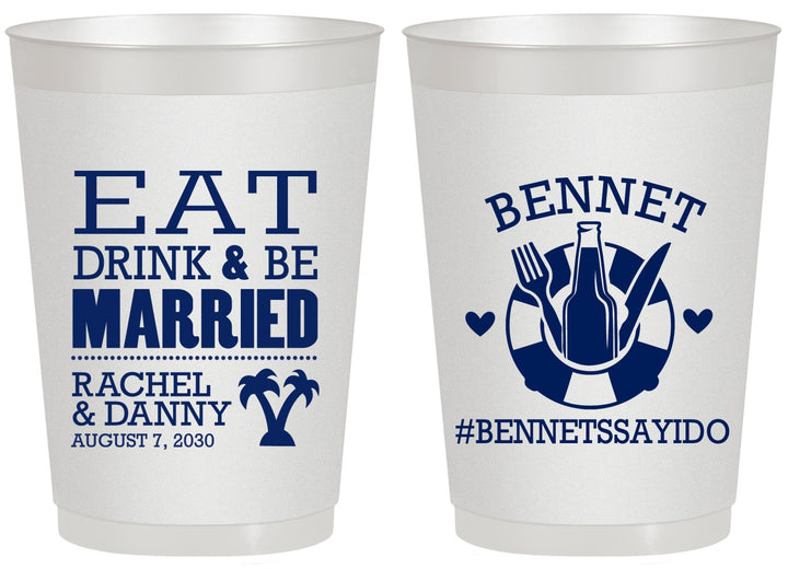 Personalized Wedding 20 oz Frosted Cups - Eat Drink Be Married | 367