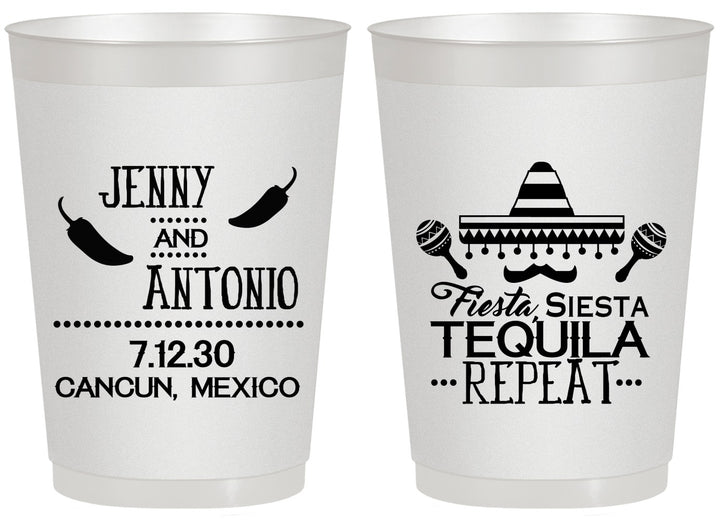Personalized Wedding 20 oz Frosted Cups - Fiesta Siesta Tequila Repeat | 369