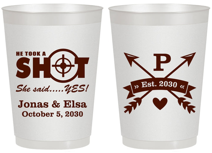 Personalized Wedding 20 oz Frosted Cups - Take A Shot She Said Yes | 370