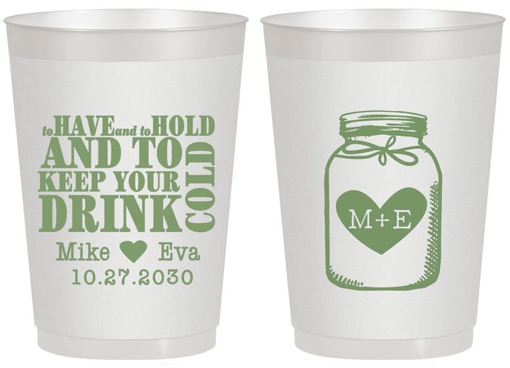 Personalized Wedding 20 oz Frosted Cups - Mason Jar | 373