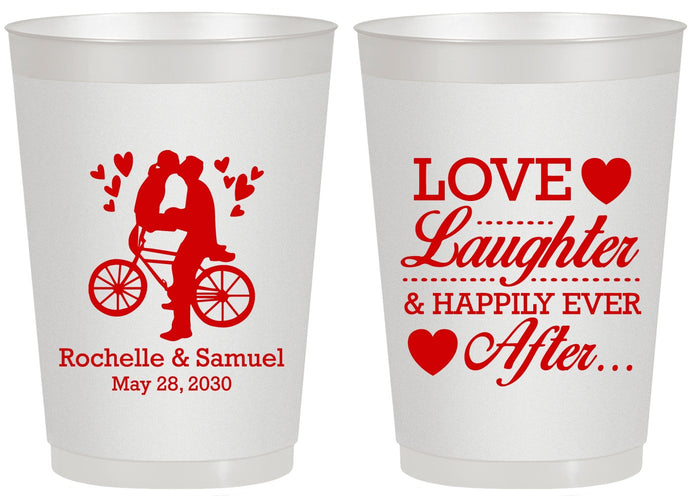 Personalized Wedding 20 oz Frosted Cups - Love Laughter Happily | 376