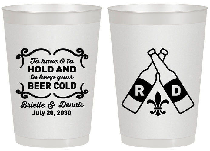 Personalized Wedding 20 oz Frosted Cups - Fleur De Lis | 378